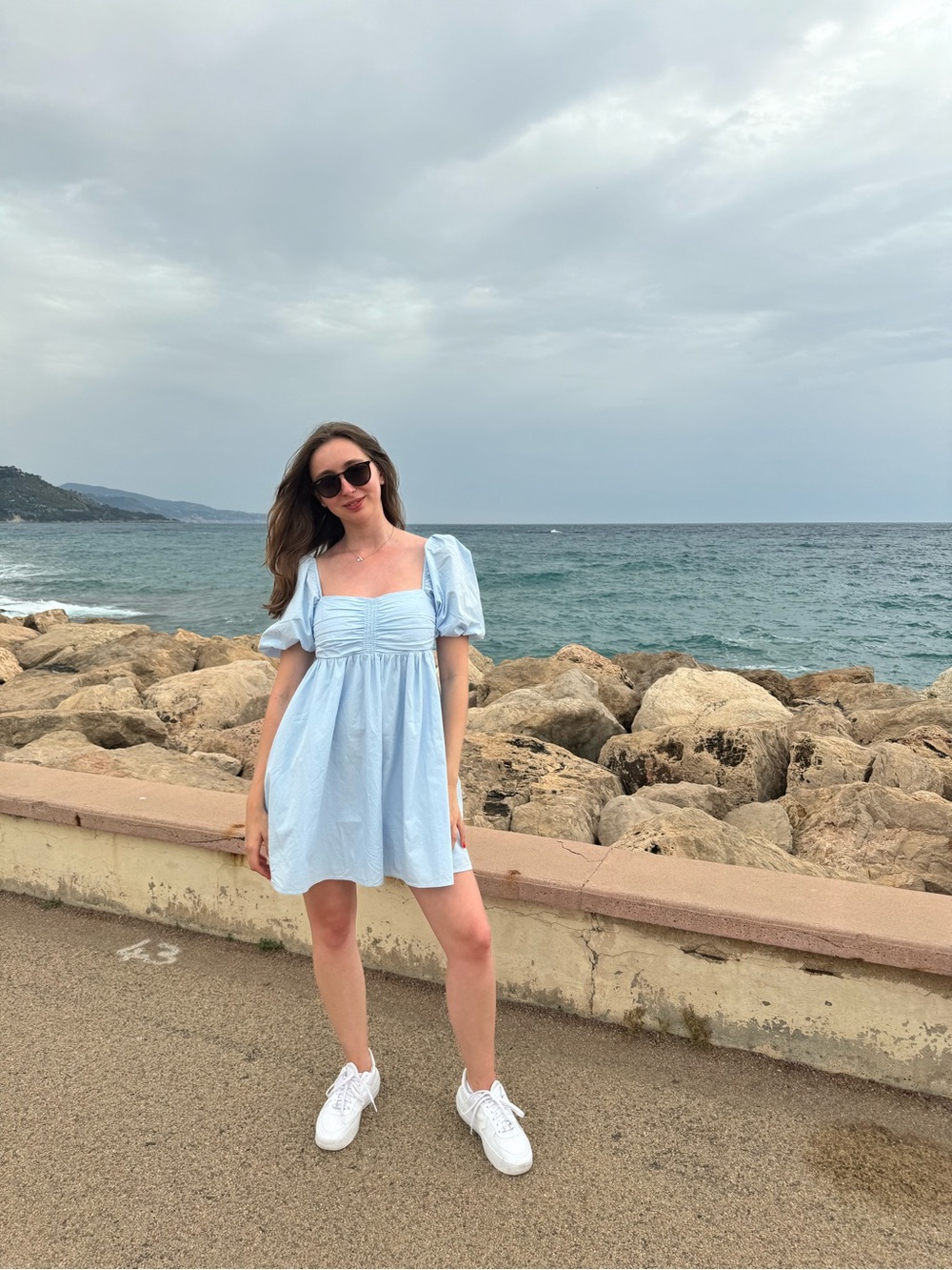 Light Blue Puff-Sleeve Women's Dress